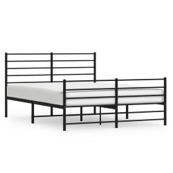 vidaXL Bettgestell mit Kopf- und Fußteil Metall Schwarz 135x190 cm