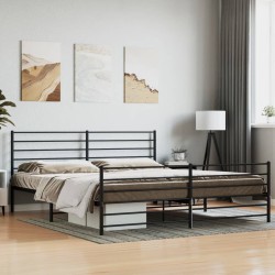 vidaXL Bettgestell mit Kopf- und Fußteil Metall Schwarz 183x213 cm