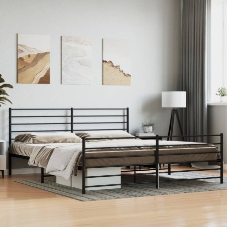vidaXL Bettgestell mit Kopf- und Fußteil Metall Schwarz 183x213 cm