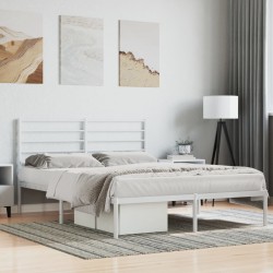 vidaXL Bettgestell mit Kopfteil Metall Weiß 120x190 cm