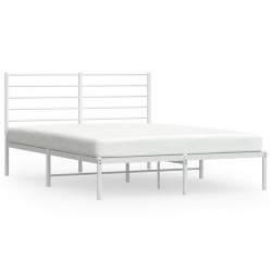 vidaXL Bettgestell mit Kopfteil Metall Weiß 120x190 cm