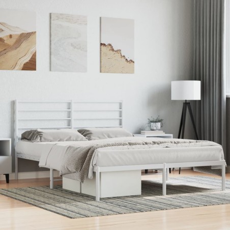 vidaXL Bettgestell mit Kopfteil Metall Weiß 140x200 cm
