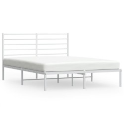 vidaXL Bettgestell mit Kopfteil Metall Weiß 150x200 cm