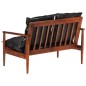 2-Sitzer-Sofa Schwarz Echtleder und Massivholz Akazie 2-Sitzer-Sofa Schwarz Echtleder und Massivholz Akazie