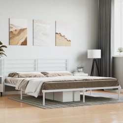 vidaXL Bettgestell mit Kopfteil Metall Weiß 193x203 cm