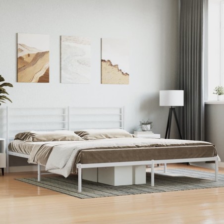 vidaXL Bettgestell mit Kopfteil Metall Weiß 193x203 cm