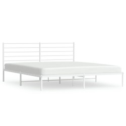 vidaXL Bettgestell mit Kopfteil Metall Weiß 193x203 cm