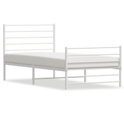 vidaXL Bettgestell mit Kopf- und Fußteil Metall Weiß 90x200 cm
