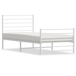 vidaXL Bettgestell mit Kopf- und Fußteil Metall Weiß 100x190 cm