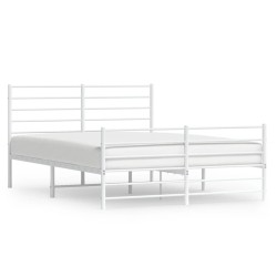 vidaXL Bettgestell mit Kopf- und Fußteil Metall Weiß 150x200 cm