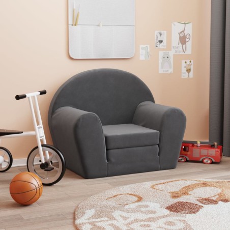 Schlafsofa für Kinder Anthrazit Weicher Plüsch