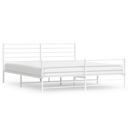 vidaXL Bettgestell mit Kopf- und Fußteil Metall Weiß 183x213 cm