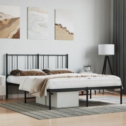 vidaXL Bettgestell mit Kopfteil Metall Schwarz 120x190 cm