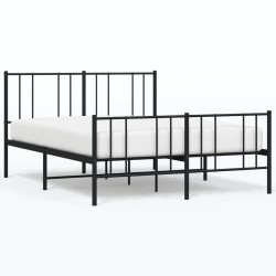 vidaXL Bettgestell mit Kopf- und Fußteil Metall Schwarz 160x200 cm