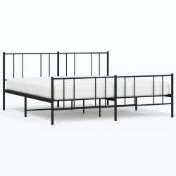 vidaXL Bettgestell mit Kopf- und Fußteil Metall Schwarz 180x200 cm