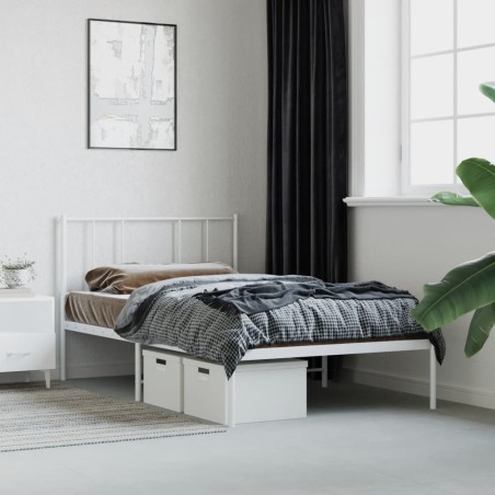 vidaXL Bettgestell mit Kopfteil Metall Weiß 90x190 cm
