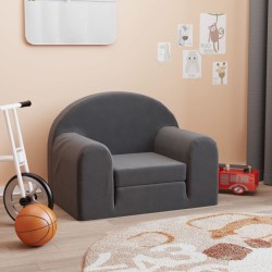 Schlafsofa für Kinder Anthrazit Weicher Plüsch