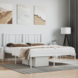 vidaXL Bettgestell mit Kopfteil Metall Weiß 150x200 cm