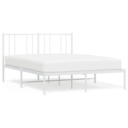 vidaXL Bettgestell mit Kopfteil Metall Weiß 150x200 cm