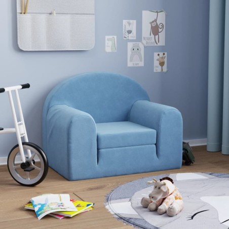 Schlafsofa für Kinder Blau Weicher Plüsch