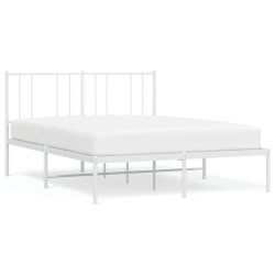 vidaXL Bettgestell mit Kopfteil Metall Weiß 160x200 cm