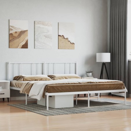vidaXL Bettgestell mit Kopfteil Metall Weiß 193x203 cm