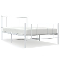 vidaXL Bettgestell mit Kopf- und Fußteil Metall Weiß 90x190 cm
