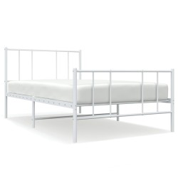 vidaXL Bettgestell mit Kopf- und Fußteil Metall Weiß 100x190 cm