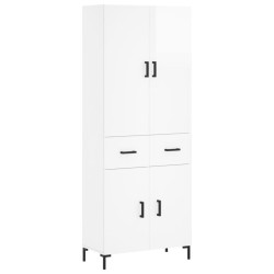 Highboard Hochglanz-Weiß 69,5x34x180 cm Holzwerkstoff