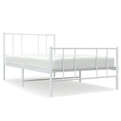 vidaXL Bettgestell mit Kopf- und Fußteil Metall Weiß 107x203 cm