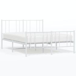 vidaXL Bettgestell mit Kopf- und Fußteil Metall Weiß 140x200 cm