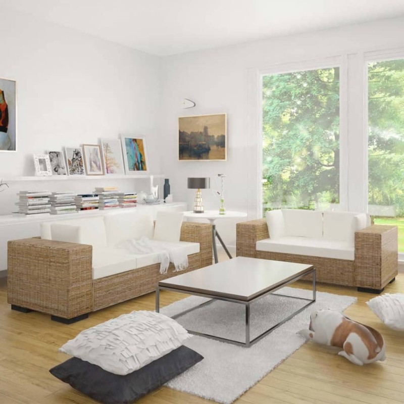 vidaXL Sofa-Set 2-Sitzer und 3-Sitzer Echtes Rattan vidaXL Sofa-Set 2-Sitzer und 3-Sitzer Echtes Rattan