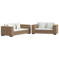 vidaXL Sofa-Set 2-Sitzer und 3-Sitzer Echtes Rattan 
