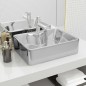 vidaXL Waschbecken mit Wasserhahnloch 48x37x13,5cm Keramik Silbern vidaXL Waschbecken mit Wasserhahnloch 48x37x13,5cm Keramik Silbern