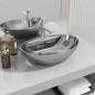 vidaXL Waschbecken mit Überlauf 58,5 x 39 x 21 cm Keramik Silbern vidaXL Waschbecken mit Überlauf 58,5 x 39 x 21 cm Keramik Silbern