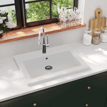 vidaXL Granitbecken 600×450×120 mm Weiß
