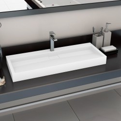 vidaXL Waschbecken 120 x 46 x 11 cm Mineralguss/Marmorguss Weiß
