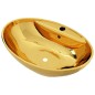 vidaXL Waschbecken mit Überlauf 58,5 x 39 x 21 cm Keramik Golden vidaXL Waschbecken mit Überlauf 58,5 x 39 x 21 cm Keramik Golden