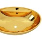 vidaXL Waschbecken mit Überlauf 58,5 x 39 x 21 cm Keramik Golden vidaXL Waschbecken mit Überlauf 58,5 x 39 x 21 cm Keramik Golden