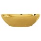 vidaXL Waschbecken mit Überlauf 58,5 x 39 x 21 cm Keramik Golden vidaXL Waschbecken mit Überlauf 58,5 x 39 x 21 cm Keramik Golden