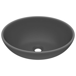 vidaXL Luxuriöses Ovales Waschbecken Matt Dunkelgrau 40x33 cm Keramik
