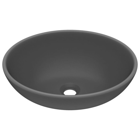 vidaXL Luxuriöses Ovales Waschbecken Matt Dunkelgrau 40x33 cm Keramik
