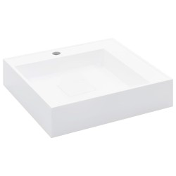 vidaXL Waschbecken 50 x 50 x 12,3 cm Mineralguss/Marmorguss Weiß