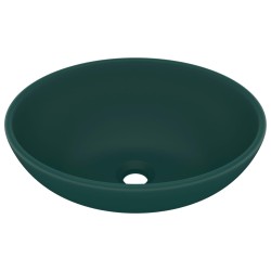 vidaXL Luxuriöses Ovales Waschbecken Matt Dunkelgrün 40x33 cm Keramik