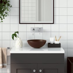 vidaXL Waschbecken Keramik Dunkelbraun Rund 