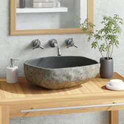 vidaXL Waschbecken Flussstein Oval 45-53 cm  