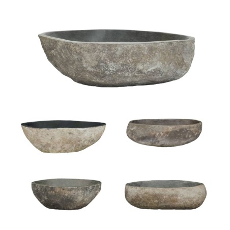 vidaXL Waschbecken Flussstein Oval 45-53 cm  