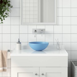 vidaXL Waschbecken Keramik Hellblau Rund 