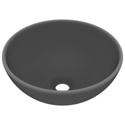 vidaXL Luxus-Waschbecken Rund Matt Dunkelgrau 32,5x14 cm Keramik