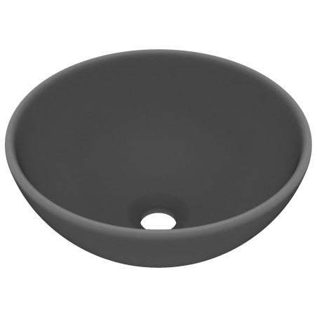 vidaXL Luxus-Waschbecken Rund Matt Dunkelgrau 32,5x14 cm Keramik